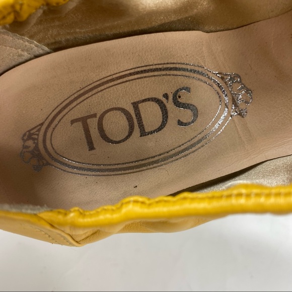 TODS Foldable Yellow Leather Ballet Flats 38/ 8 - Picture 8 of 9